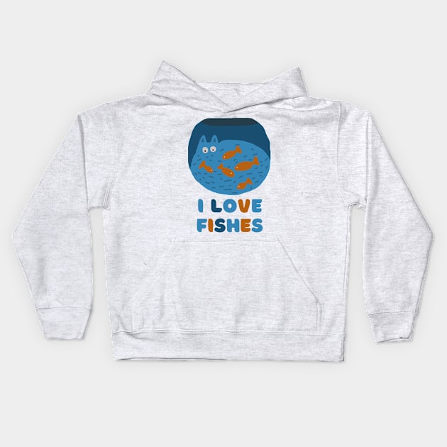 FISH IN CAT TANK Kids Hoodie by HAVE SOME FUN